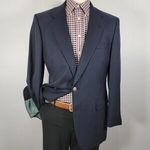 VTG Hart Schaffner Jack Nicklaus Mens Blazer Two Button Deep Navy Wool Blend 44R